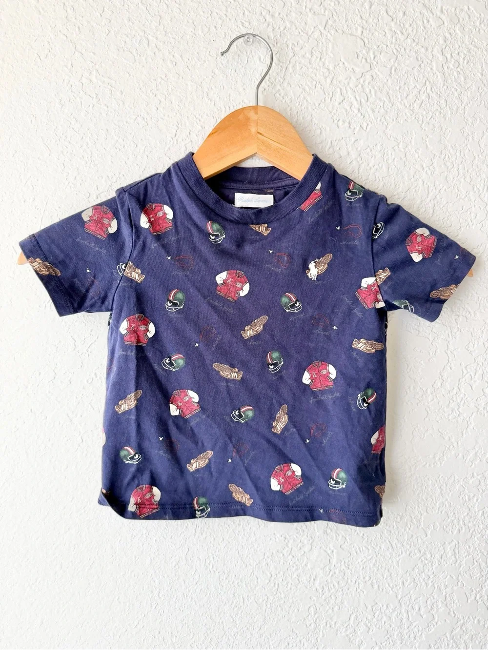 Ralph Lauren Varsity Inspired Print Cotton Tee Sz 2